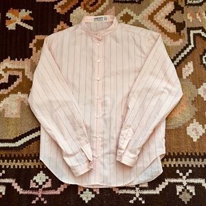 Pink Vintage Jaeger Striped Collarless Shirt